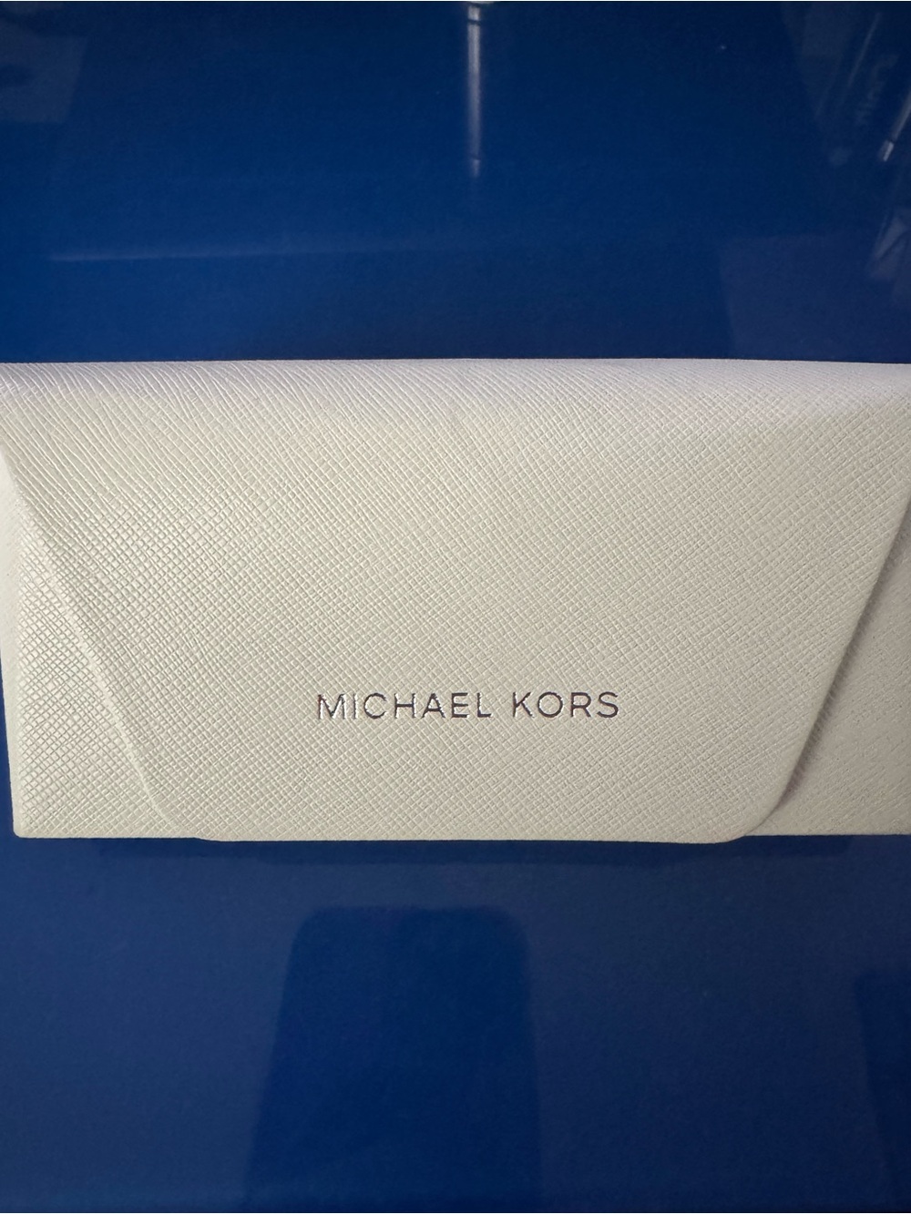 Michael Kors White Textured Eyewear Case with Gold Logo